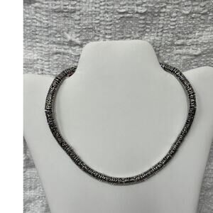 T & J Silver With Gold Accent Collar Necklace 18" #61786